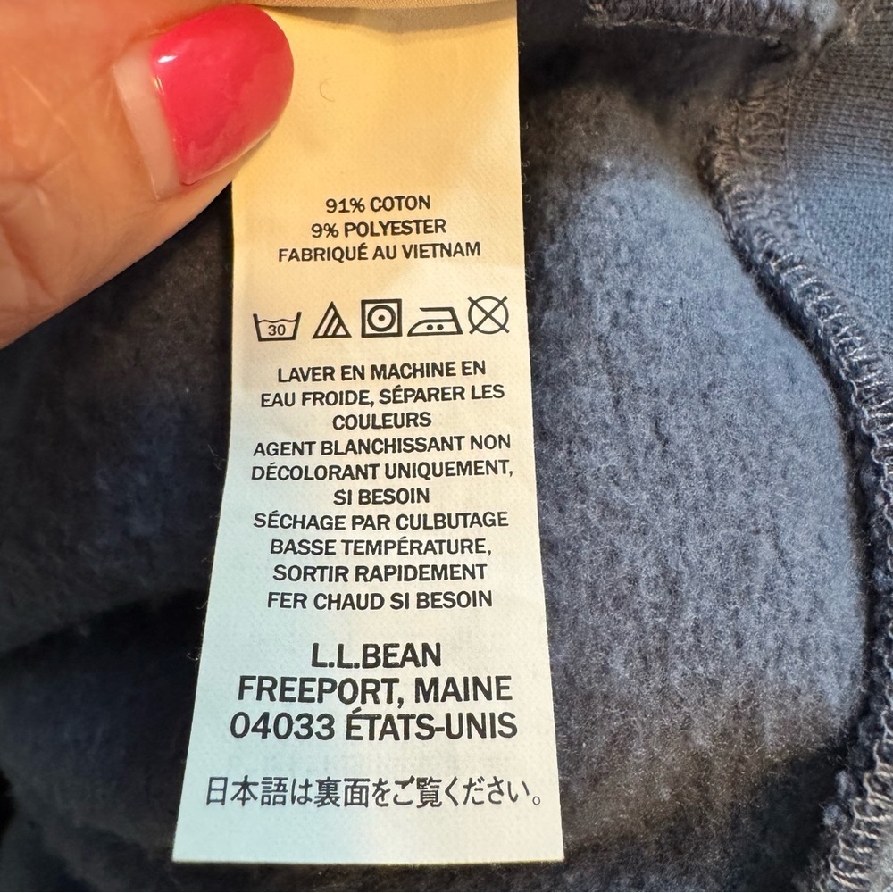 LL Bean Mens Blue Snap 1/4 Zip Casual Sweatshirt - Picture 8 of 8